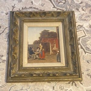 1950s After Pieter De Hooch, "A Dutch Courtyard" Full-Color framed